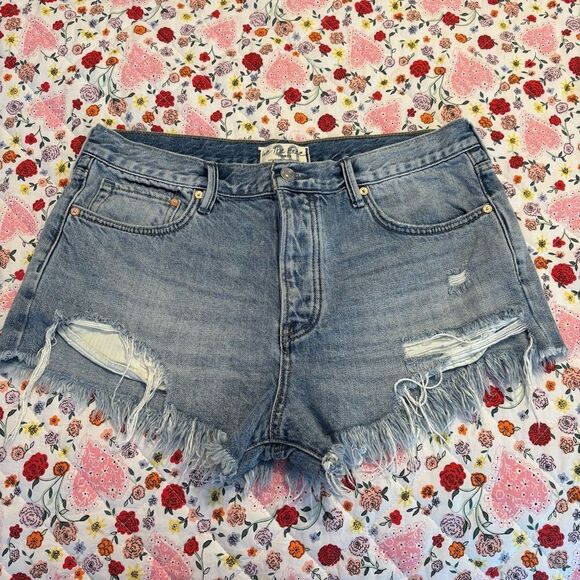 We The Free button fly denim distressed short - Picture 2 of 5